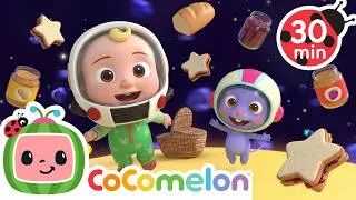 Thumbnail: Can You Make a Peanut Butter and Jelly Sandwich in SPACE? 🥪| JJ's Animal Time | Moonbug Kids