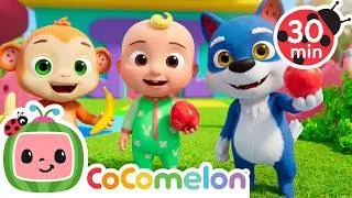 Thumbnail: Yummy Apples🍎 & Yummy Bananas🍌   | JJ's Animal Time | Moonbug Kids