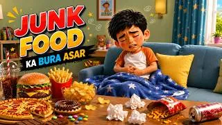 Thumbnail: Junk Food Ka Bura Asar | HIndi Moral Storie For Kids
