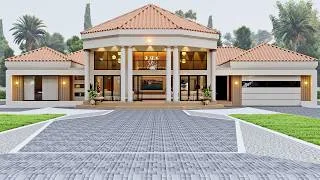 Thumbnail: Modern 8 Corner House plan with 3 Bedrooms | High Ceiling | Stunning Pool area