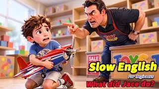 Thumbnail: 😢What Did Jace Do at the Toy Store?✈️ | Slow English Listening Story for Beginners (A2 Level)