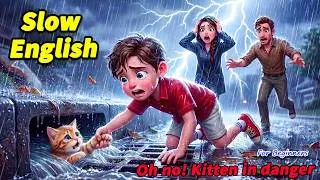 Thumbnail: Jace Risked His Life to Save a Little Kitten!😢⚡| Easy English Listening Story for Beginners (Lv A2)