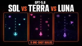 Thumbnail: GPT-5.6 Sol vs Terra vs Luna: Space Shooter Coding Test (9 One-Shot Builds)