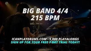 Thumbnail: Big Band Swing Practice Track | 215 BPM | Drumless Backing for Drummers