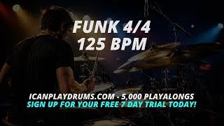 Thumbnail: Funk Drum Practice Track | 125 BPM | Drumless Groove for Drummers