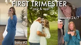 Thumbnail: *raw & real* FIRST TRIMESTER VLOG! nausea, appointments, insecurities, and announcement photos!