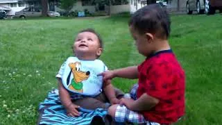 Thumbnail: Babies tickle each other! Babies Talking: Heart-Melting POV with 9-Month-Old Jacob & Ryan