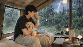 Thumbnail: ⛈️ 갑자기 천둥번개와 폭우가 쏟아진 숲속, 강아지와 우중캠핑 | Rain Camping ASMR