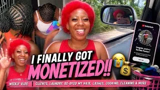 Thumbnail: WEEKLY VLOG| I FINALLY GOT MONETIZED!! 💰😭+Clients, Self-Care,Cooking & More