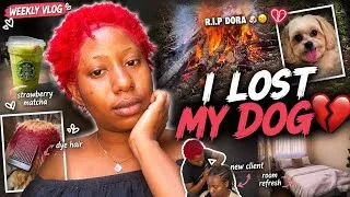 Thumbnail: WEEKLY VLOG| I LOST MY DOG 💔 |Dye Hair,New Client,Tried Strawberry Matcha For The First Time & More