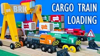 Thumbnail: BRIO Wooden Trains Cargo Train Loading Yard