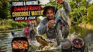 Thumbnail: HUNTING FISHING in Dangerous CROCODILE WATER Catch and COOK