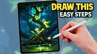 Thumbnail: PROCREATE Magical Tree EASY STEPS Landscape Drawing Tutorial