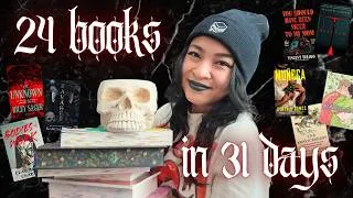 Thumbnail: let's ignore the lipstick in my teeth & just talk about the 24 books I read in july please & thanks!