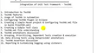 Thumbnail: TestNG - Unit Testing Framework Discussion Agenda
