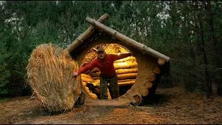 Thumbnail: Building a Strong Log Cabin Shelter in the Wilderness | Hobbit Hole for Survival | Bushcraft