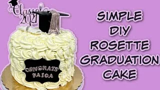 Thumbnail: DIY BUTTERCREAM ROSETTE GRADUATION CAKE | Janie’s sweets