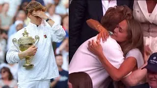 Thumbnail: Laila Hasanovic embarrassedly embraced Jannik Sinner's father 