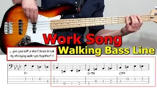 Thumbnail: "Work Song" 🎺 Walking Bass Line 🎵 Bass Guitar Lesson 🎸