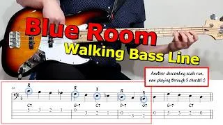 Thumbnail: "Blue Room" 🎺 Walking Bass Line 🎵 Bass Guitar Lesson 🎸