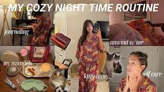 Thumbnail: cozy night routine | unwind, my kitties, self care, tidy up, journaling, and more cozy activities!!