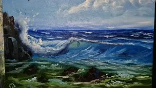 Thumbnail: Seas Coming In - Oil Painting - wet on wet 