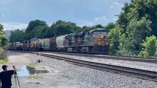 Thumbnail: Train Race (Sort Of) Trains Passing & Crossing 3 Track Bridge, Millenniumforce, Big CSX Coal Train!