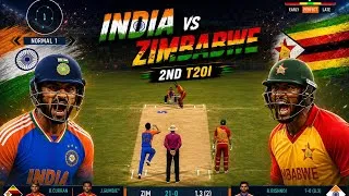 Thumbnail: INDIA vs ZIMBABWE 2nd T20I 🔥 | Full Match Gameplay | Real Cricket 24 | Team India vs Zimbabwe