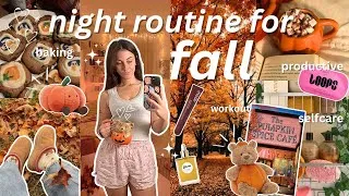 Thumbnail: fall night routine 🍂🤎🧸 (self care, everything shower, baking, ect.)