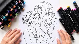 Thumbnail: Satisfying Coloring with Markers | Kpop demon hunters Zoey Coloring Page 🎨🌸