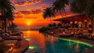Thumbnail: Golden Sunset Smooth Jazz - Luxury Seaside Pool Lounge with Calm Ocean Ambience