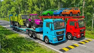 Thumbnail: Flatbed Truck Mcqueen | Transportation with Truck - Pothole vs Car #64 - BeamNG.Drive