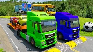 Thumbnail: Flatbed Truck Mcqueen | Transportation with Truck - Pothole vs Car #5 - BeamNG.Drive