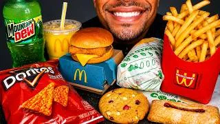 Thumbnail: MCDONALD’S VS SUBWAY CHEESEBURGER 6 INCH TUNA SANDWICH DORITOS CRUNCHY CHIPS FRENCH FRIES EATING MUK