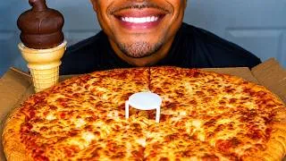 Thumbnail: LITTLE CAESARS CHEESE PIZZA MUKBANG | ICE CREAM CONE DIPPED | EATING SHOW MOUTH SOUNDS