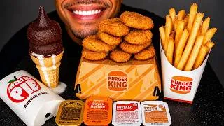 Thumbnail: BURGER KING CHICKEN NUGGETS ICE CREAM CONE DIPPED CHOCOLATE CRISPY FRENCH FRIES BIG BITES ASMR MUKBA