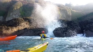 Thumbnail: Sea kayaking in Jersey  Blow hole on the north coast of Jersey  Sea kayak leader courses