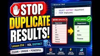 Thumbnail: STOP DUPLICATE RESULTS! | SQL Server Tutorial for Beginners | Lesson 14 | SQL Server Mastery
