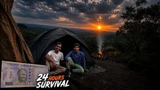 Thumbnail:  ₹100 Super Chat Se Shopping Karke Dangerous Pahad Par Overnight Camping 😱 | 24 Hours Survival