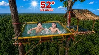 Thumbnail: 52°C Extreme Heat Survival Challenge 🥵 | Tree House Swimming Pool in Forest | Jungle Adventure