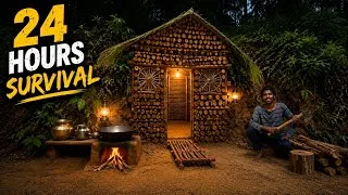 Thumbnail:  24 Hours Survival in Forest 🔥 Secret House Making Challenge | Bushcraft Shelter & Outdoor Cooking