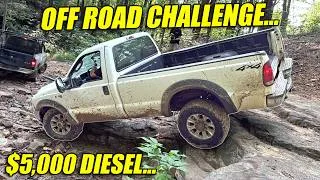Thumbnail: Cheap Diesel Challenge Ep. 2….  Taking our $5,000 Diesel Trucks Offroad…. Pure Abuse!! 
