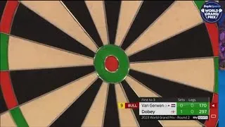 Thumbnail: Van Gerwen second nine-darter attempt in the night! - 2023 PDC Darts World Grand Prix - Round 2
