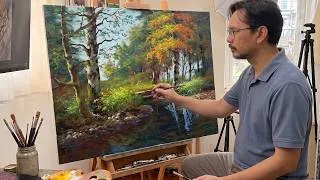 Thumbnail: Realistic Landscape Painting Crystal Stream in the Forest / Time-lapse / JMLisondra