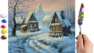 Thumbnail: Oil Painting How to Paint Snow Village | Speed Painting | JMLisondra