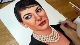 Thumbnail: Drawing Maria Callas with colored pencils #mariacallas #coloredpencils 
