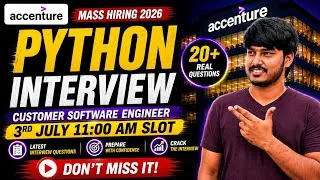 Thumbnail: Accenture Python Interview Experience | 3rd July 2026 11:00 AM Slot | Real Questions Asked