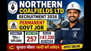 Thumbnail: NCL Recruitment 2026 | Northern Coal Ltd Vacancy| 10th & Diploma Pass | Permanent Govt Job | NCL job