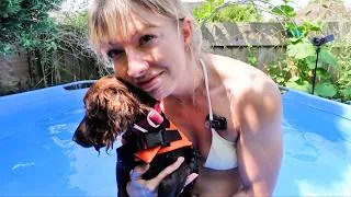 Thumbnail: Helping Teach My Sister's Puppy To Swim!