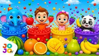 Thumbnail: Learn Fruits with Surprise Color Balls 🌈 | Fruits for Kids | Fun Learning with Elephant & Panda